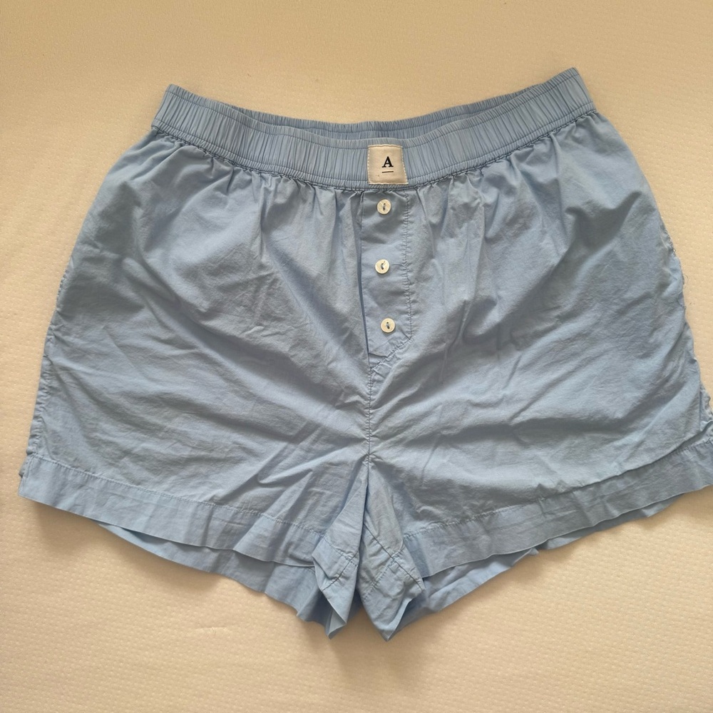 Anthropologie Pale Blue Cotton Boxer-Style Shorts